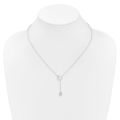 14k White Gold Real Diamond Heart w/dangle 18 inch Necklace
