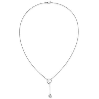 14k White Gold Real Diamond Heart w/dangle 18 inch Necklace
