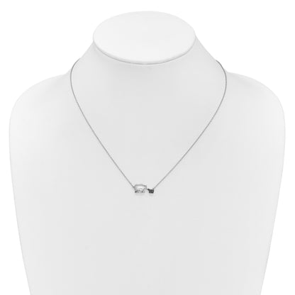 14k White Gold Black Real Diamond Mother and Baby Bear 18 in Necklace