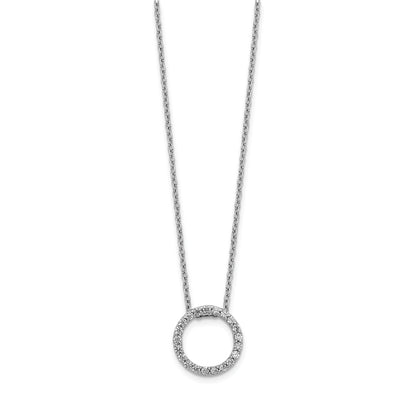 14k White Gold Real Diamond Circle 18 inch Necklace