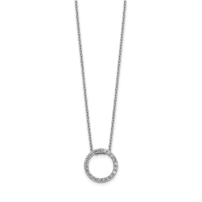 14k White Gold Real Diamond Circle 18 inch Necklace