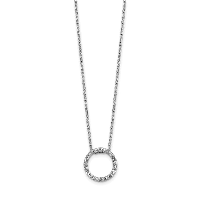 14k White Gold Real Diamond Circle 18 inch Necklace