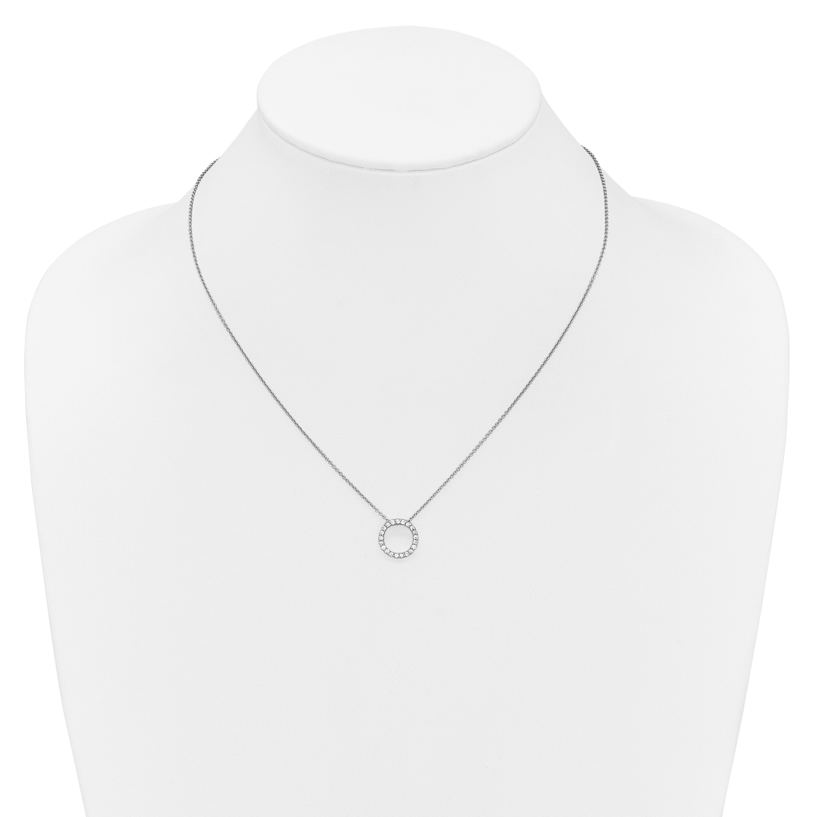 14k White Gold Real Diamond Circle 18 inch Necklace
