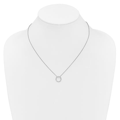14k White Gold Real Diamond Circle 18 inch Necklace