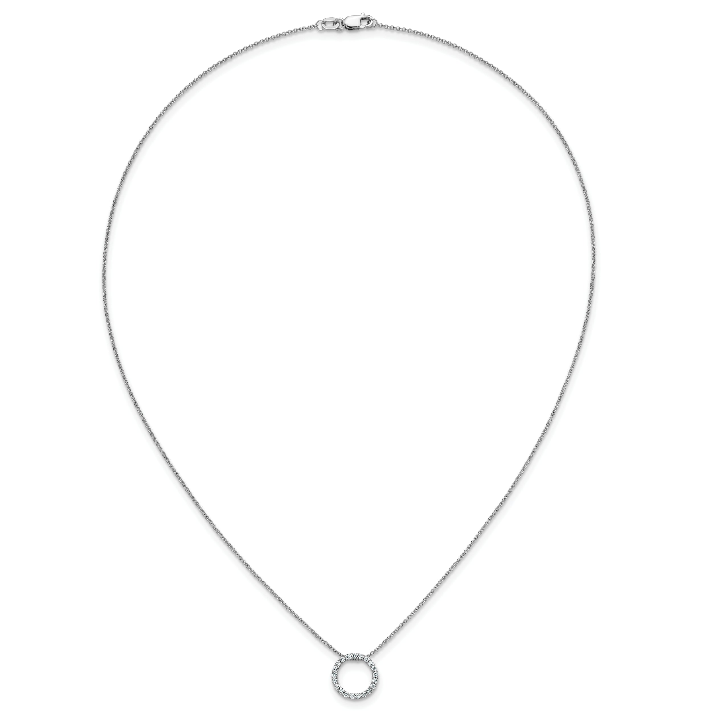 14k White Gold Real Diamond Circle 18 inch Necklace