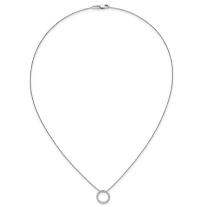 14k White Gold Real Diamond Circle 18 inch Necklace