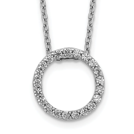 14k White Gold Real Diamond Circle 18 inch Necklace
