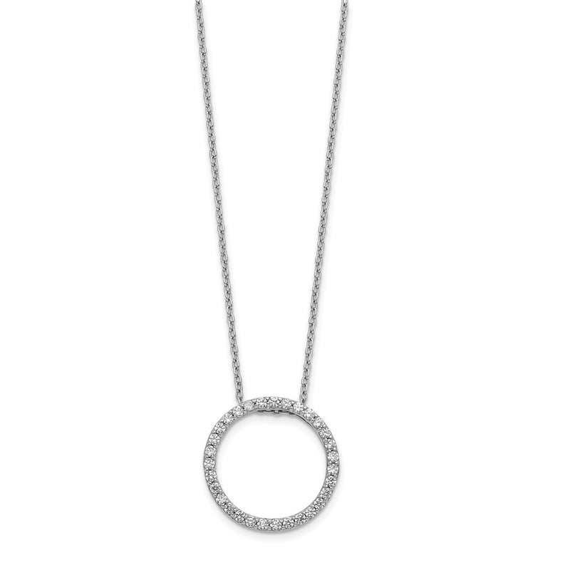 14k White Gold Real Diamond Circle 18 inch Necklace