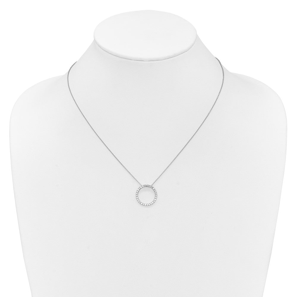 14k White Gold Real Diamond Circle 18 inch Necklace