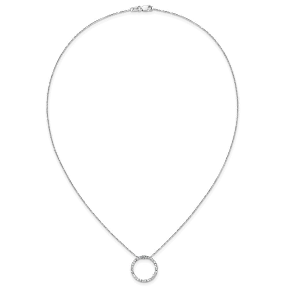 14k White Gold Real Diamond Circle 18 inch Necklace