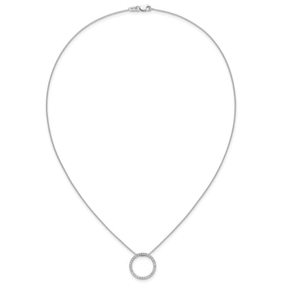 14k White Gold Real Diamond Circle 18 inch Necklace