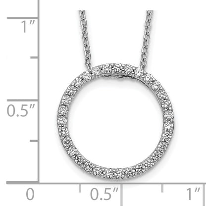 14k White Gold Real Diamond Circle 18 inch Necklace