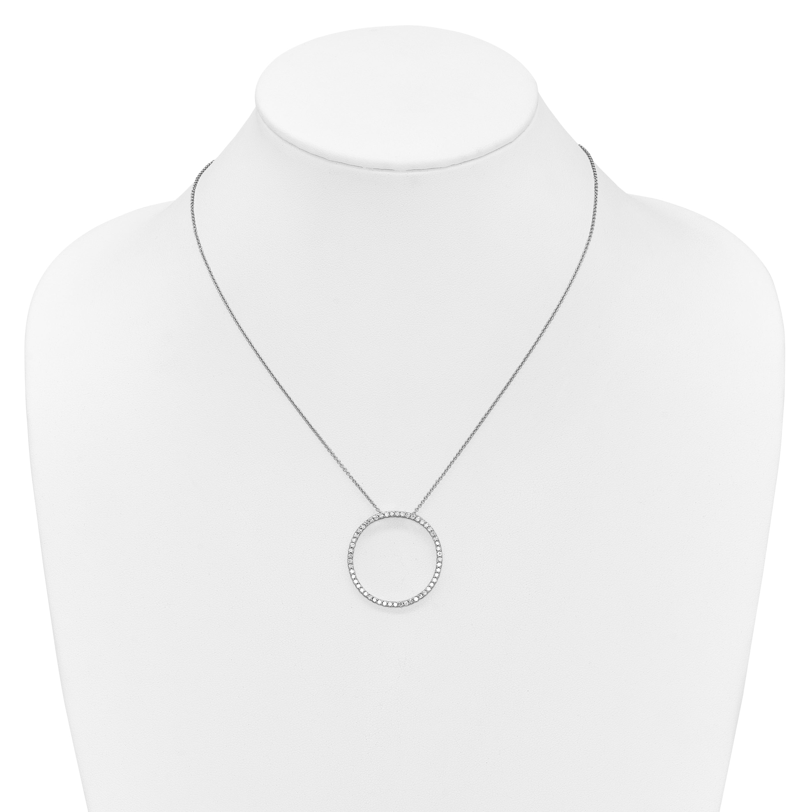 14k White Gold Real Diamond Circle 18 inch Necklace