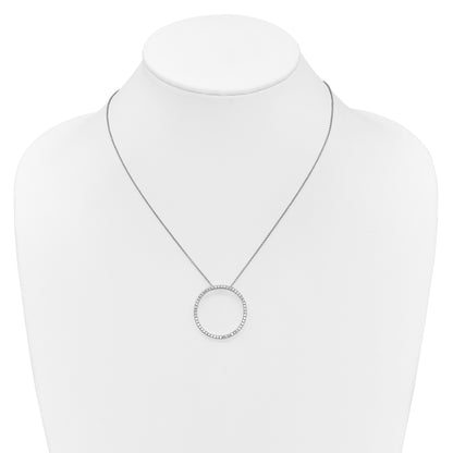 14k White Gold Real Diamond Circle 18 inch Necklace
