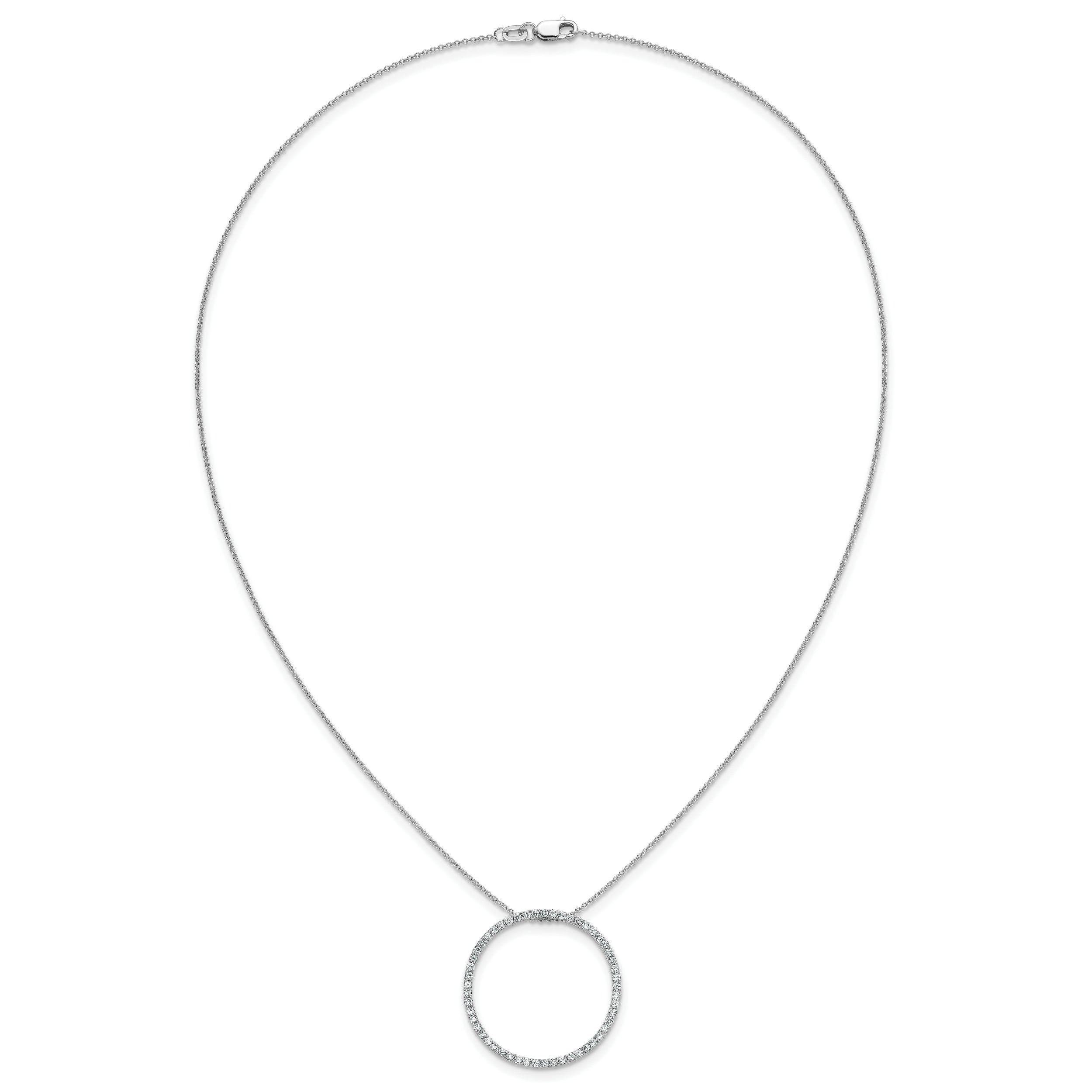 14k White Gold Real Diamond Circle 18 inch Necklace