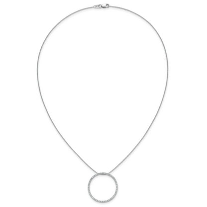 14k White Gold Real Diamond Circle 18 inch Necklace
