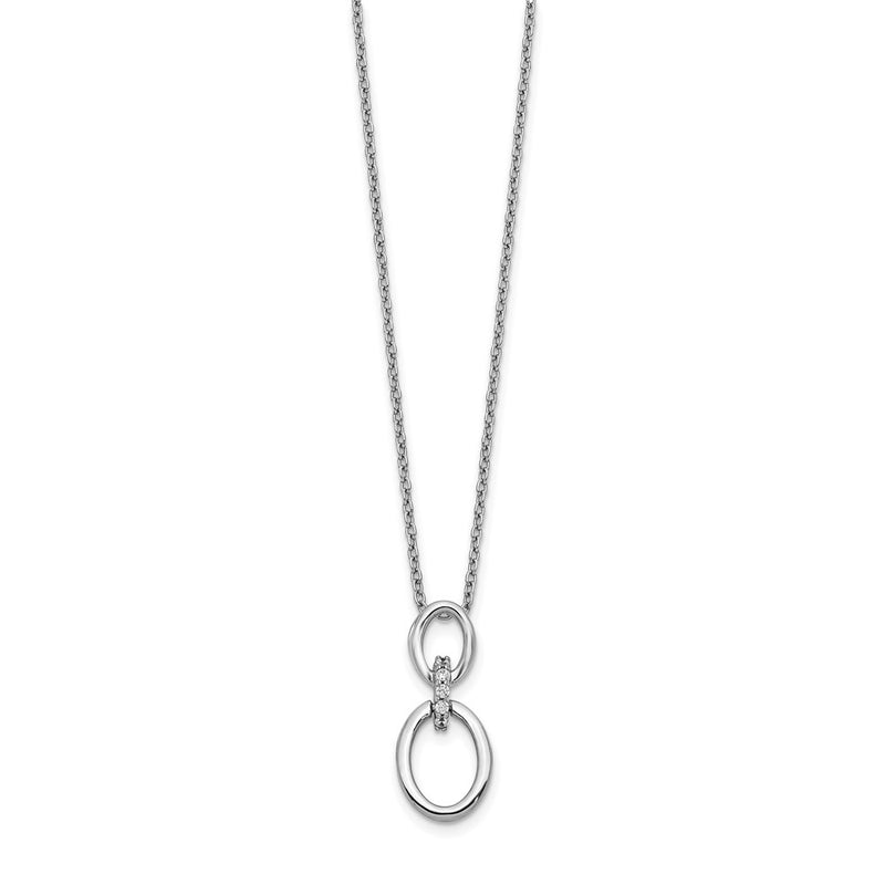 14k White Gold Real Diamond Ovals 18 inch Necklace