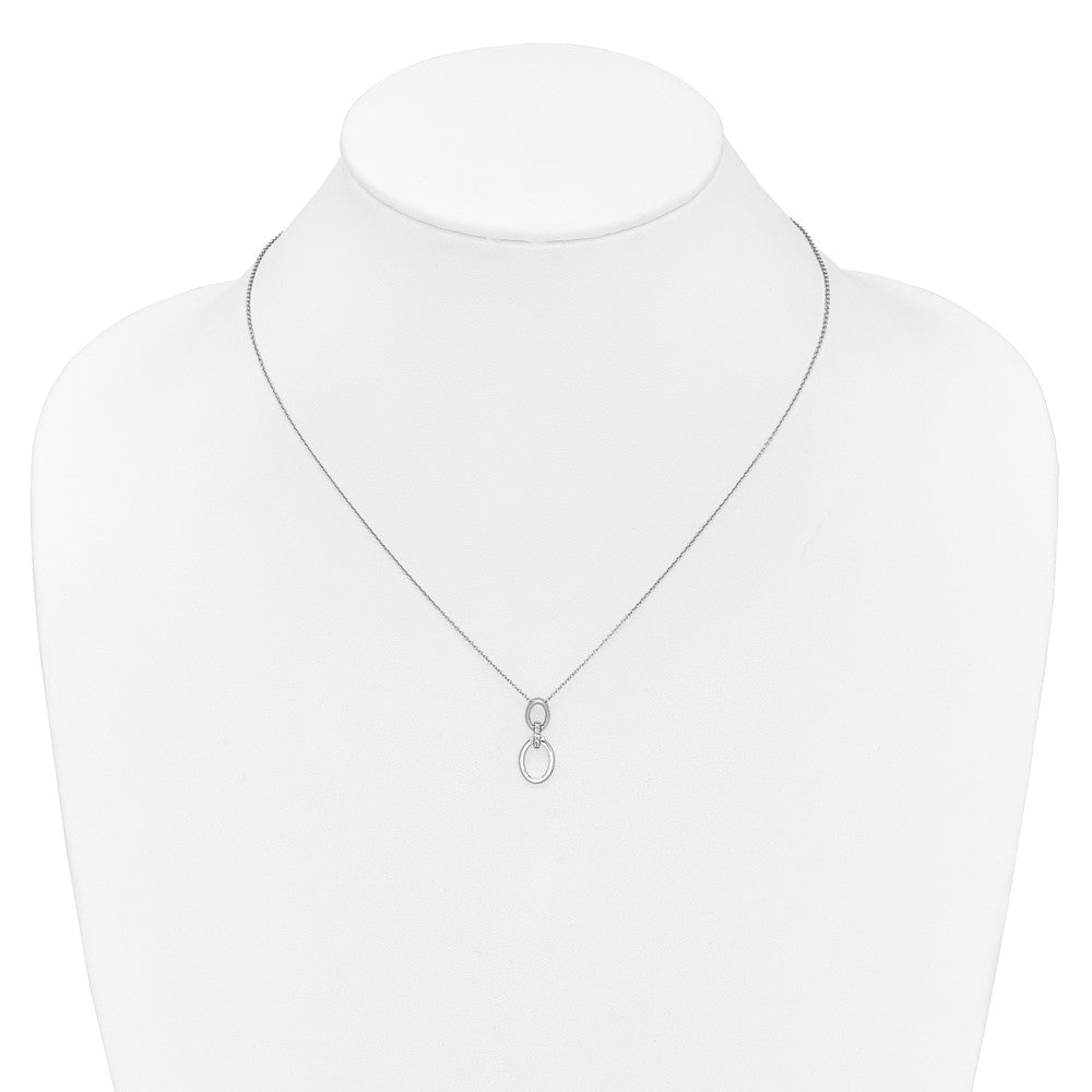 14k White Gold Real Diamond Ovals 18 inch Necklace