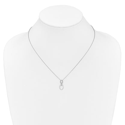 14k White Gold Real Diamond Ovals 18 inch Necklace