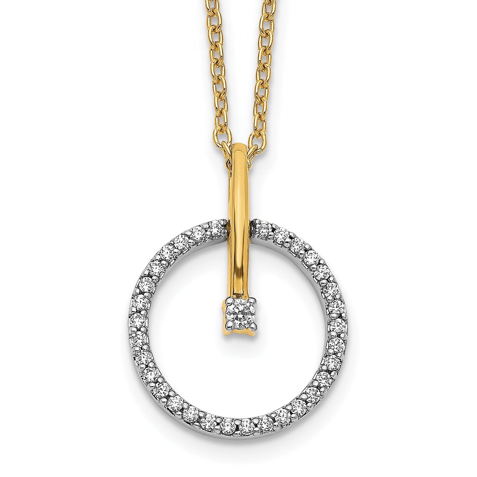 14k Two-Tone 1/5 Ct. Lab Grown Diamond VS/SI+ G+ 18 inch Circle Pendant Necklace