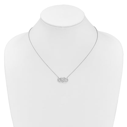 10K White Gold Diamond Infinity Heart 18 Inch Necklace