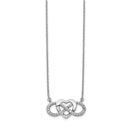 14k White Gold 1/5 Ct. Lab Grown Diamond VS/SI+ G+ 18 inch Infinity Heart Necklace