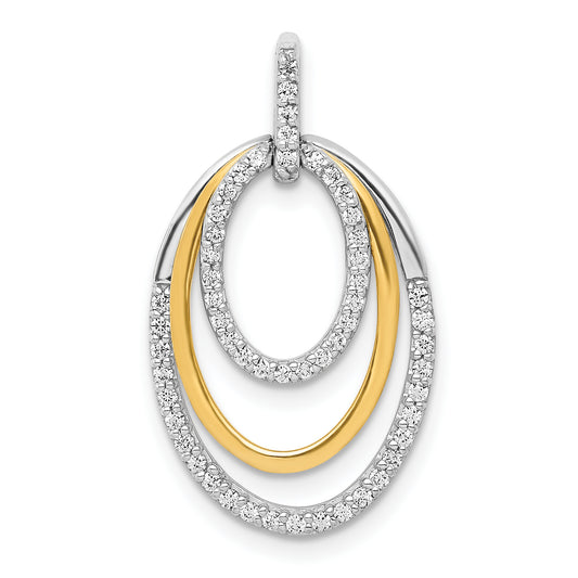 14k Two-tone Two Tone 1/4 Ct. Lab Grown Diamond VS/SI+ G+ Triple Oval Dangle Pendant