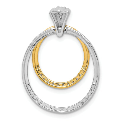 14k Two-tone Two Tone 1/4 Ct. Lab Grown Diamond VS/SI+ G+ Double Circle Dangle Pendant