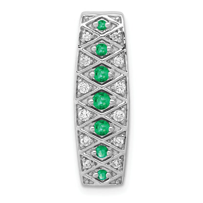 14k White Gold 1/5 Ct. Lab Grown Diamond VS/SI+ G+ and Lab Created Emerald Chain Slide Pendant