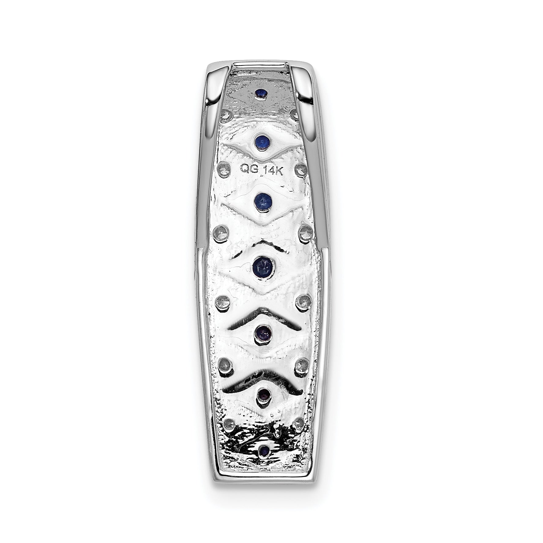 14k White Gold 1/5 Ct. Lab Grown Diamond VS/SI+ G+ and Lab Created Blue Sapphire Chain Slide Pendant
