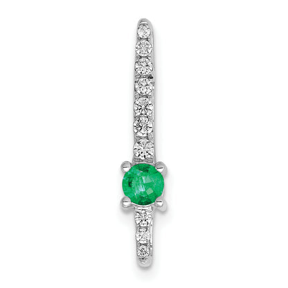 14k White Gold 1/6 Ct. Lab Grown Diamond VS/SI+ G+ and Lab Created Emerald Chain Slide Pendant