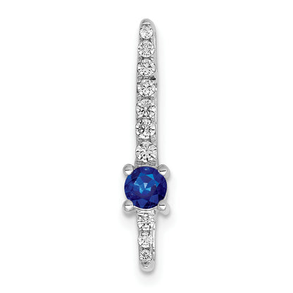 14k White Gold 1/6 Ct. Lab Grown Diamond VS/SI+ G+ and Lab Created Blue Sapphire Chain Slide Pendant