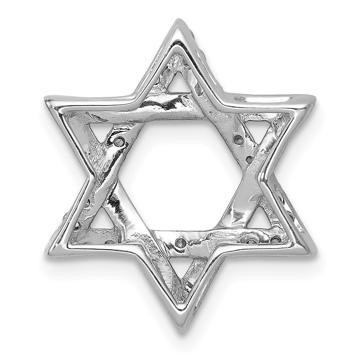 14K White Gold Lab Grown Diamond VS/SI+ G+ Star of David Chain Slide