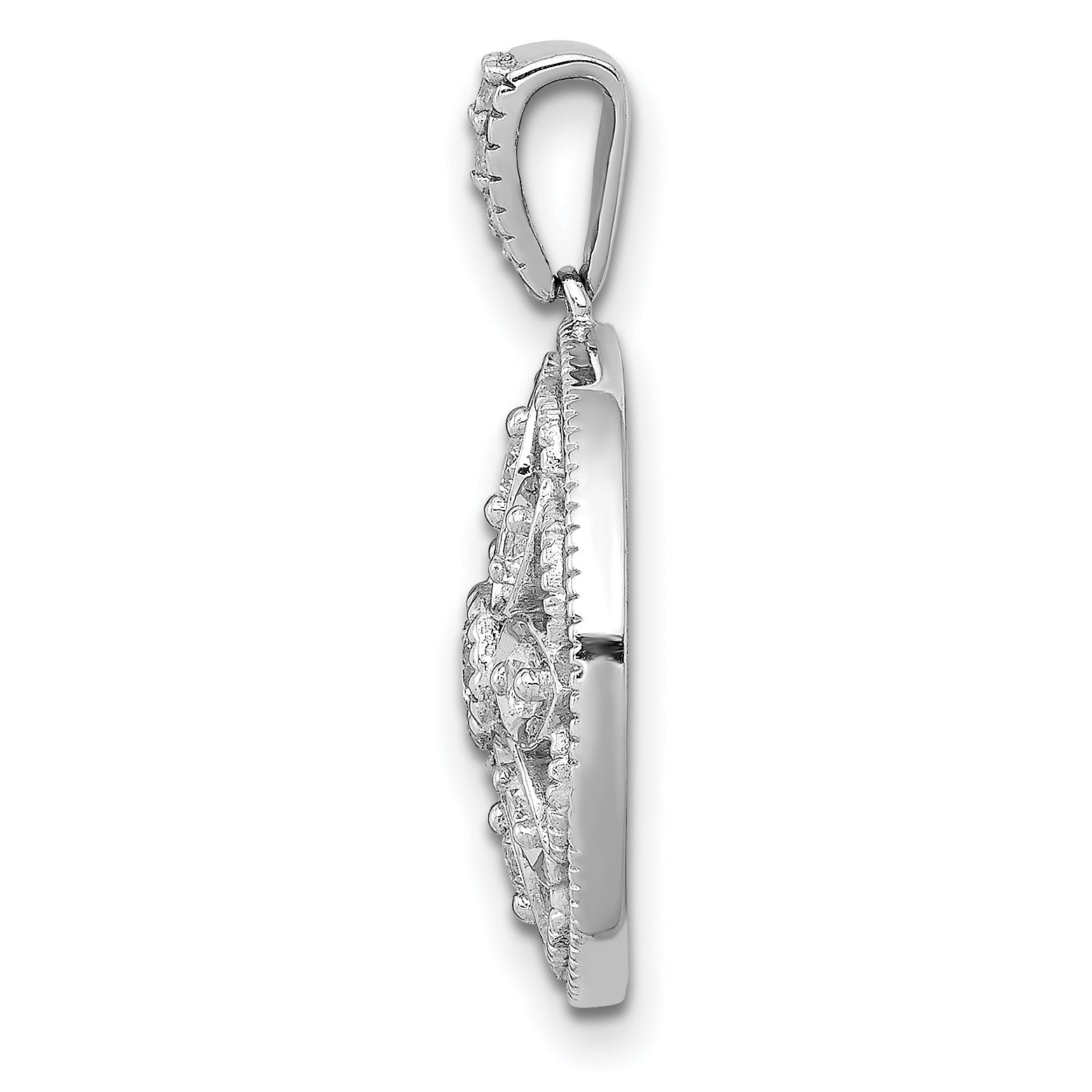 14k White Gold 1/4 Ct. Lab Grown Diamond VS/SI+ G+ Round Fancy Design Pendant