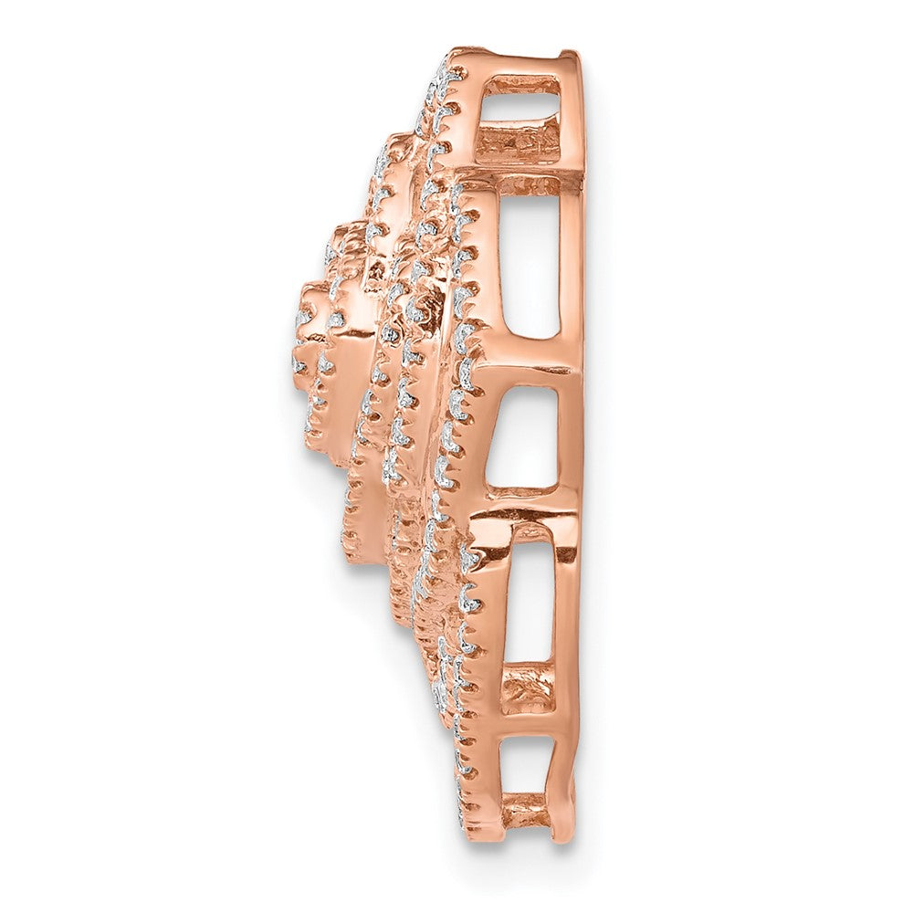 14k Rose Gold 1/2ct. Real Diamond Fancy Flower Chain Slide