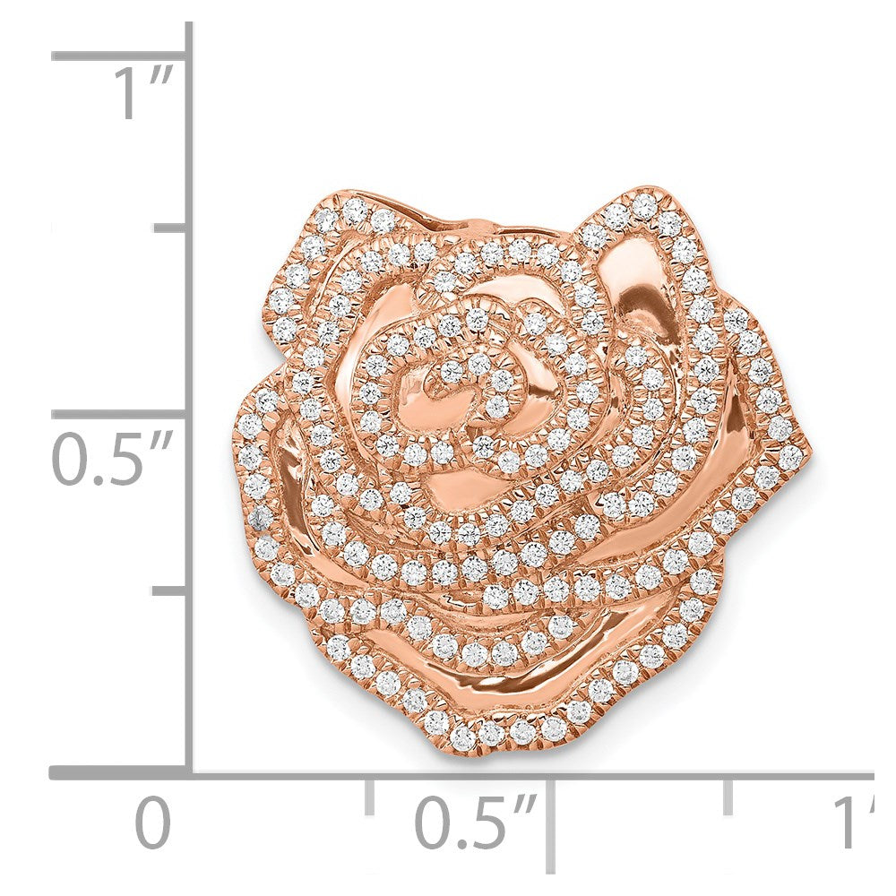 14k Rose Gold 1/2ct. Real Diamond Fancy Flower Chain Slide