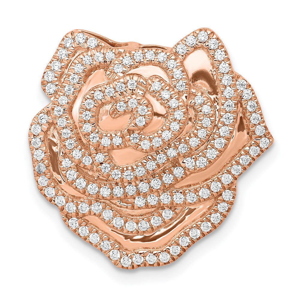 14k Rose Gold 1/2ct. Real Diamond Fancy Flower Chain Slide
