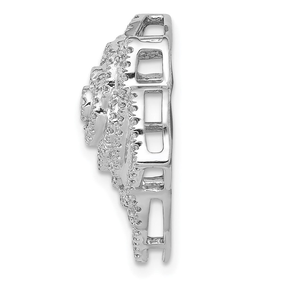 14k White Gold 1/2ct. Real Diamond Fancy Flower Chain Slide