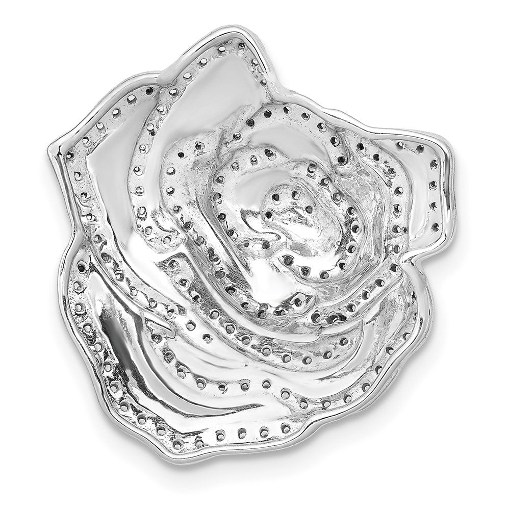 14k White Gold 1/2ct. Real Diamond Fancy Flower Chain Slide