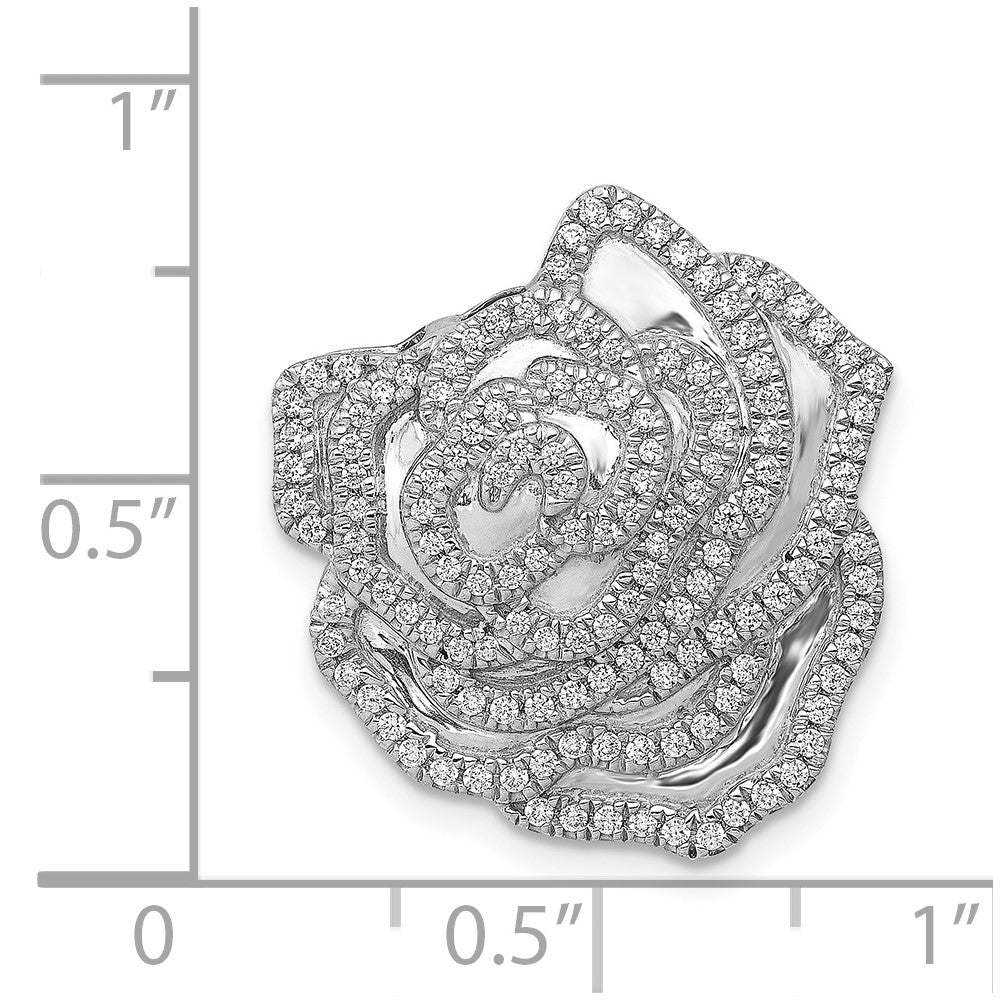 14k White Gold 1/2ct. Real Diamond Fancy Flower Chain Slide