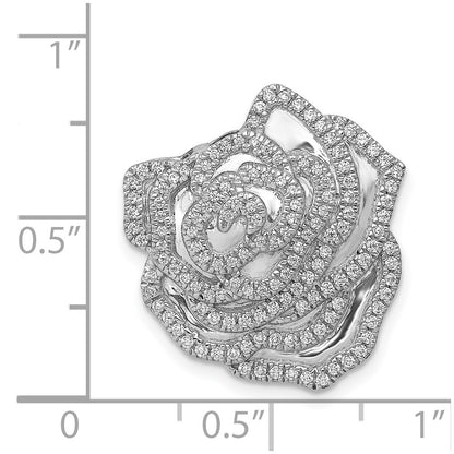 14k White Gold 1/2ct. Real Diamond Fancy Flower Chain Slide