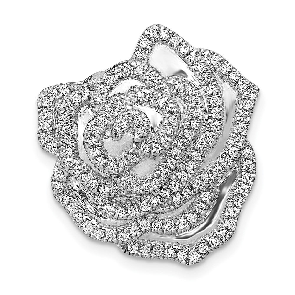 14k White Gold 1/2ct. Real Diamond Fancy Flower Chain Slide