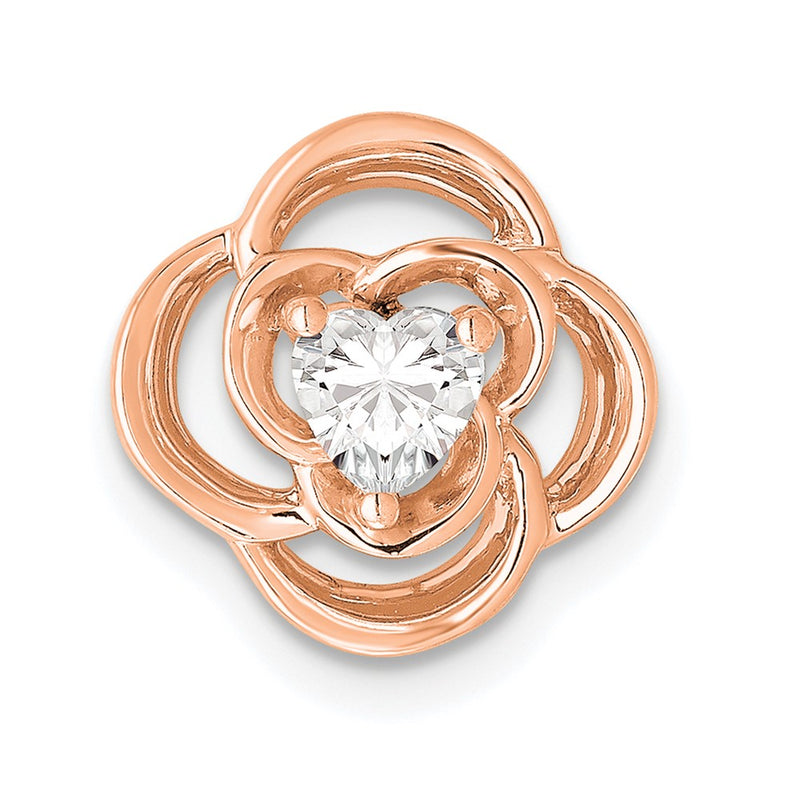 14k Rose Gold 1/4 Ct. Lab Grown Diamond VS/SI+ G+ Flower Chain Slide Pendant