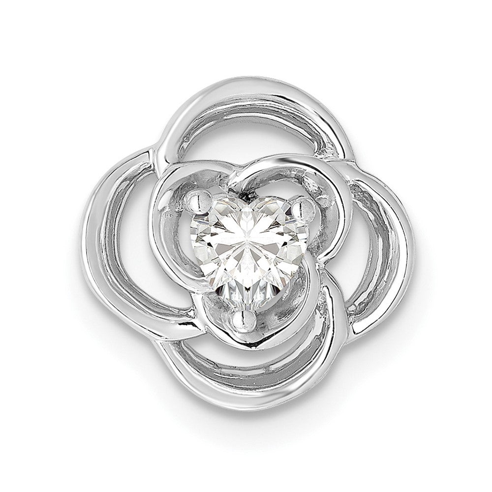 14k White Gold 1/4 Ct. Lab Grown Diamond VS/SI+ G+ Flower Chain Slide Pendant