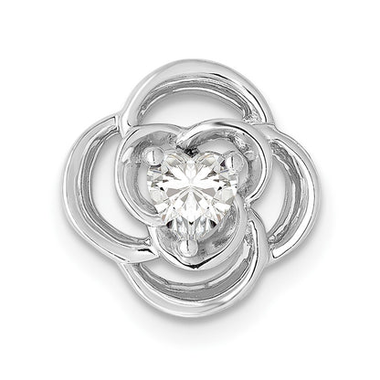14k White Gold 1/4 Ct. Lab Grown Diamond VS/SI+ G+ Flower Chain Slide Pendant