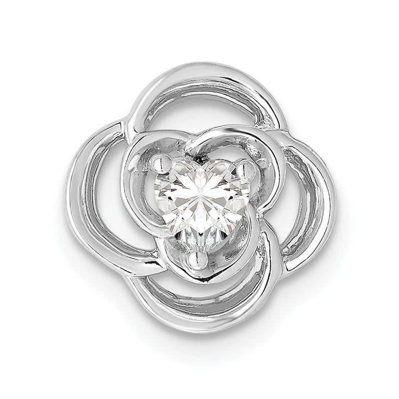 14k White Gold 1/4 Ct. Lab Grown Diamond VS/SI+ G+ Flower Chain Slide Pendant