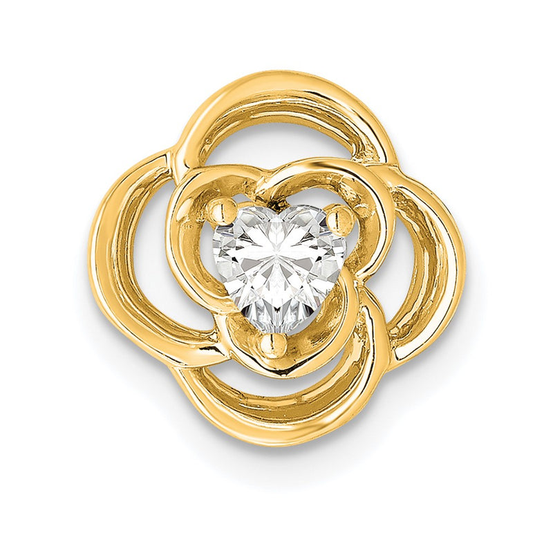 14k Yellow Gold 1/4 Ct. Lab Grown Diamond VS/SI+ G+ Flower Chain Slide Pendant