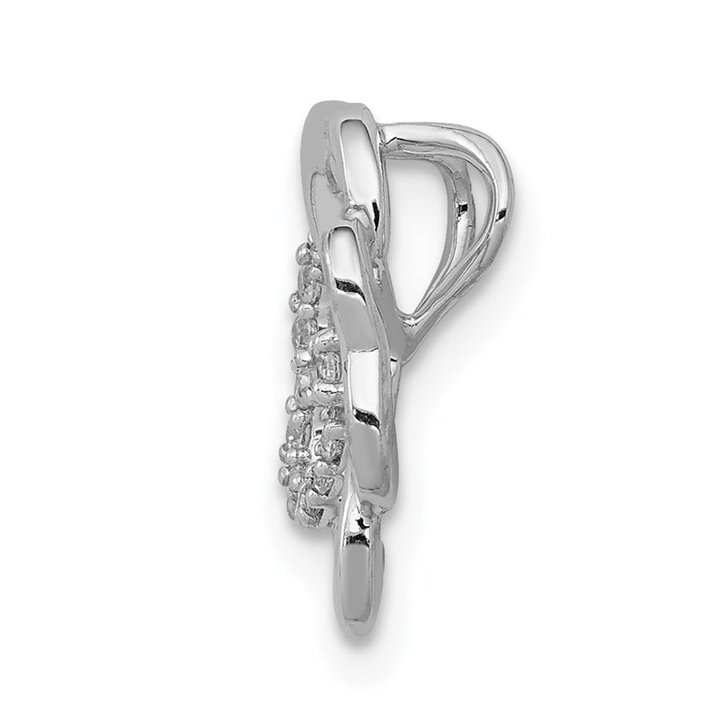 14K White Gold 1/15Ct. Diamond Four Leaf Clover Chain Slide
