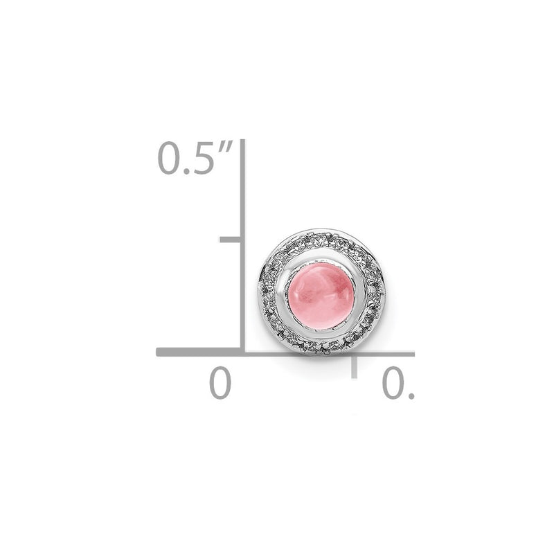 14k White Gold 14k White Gold Diamond and Cabochon .47 Pink Tourmaline Chain Slide