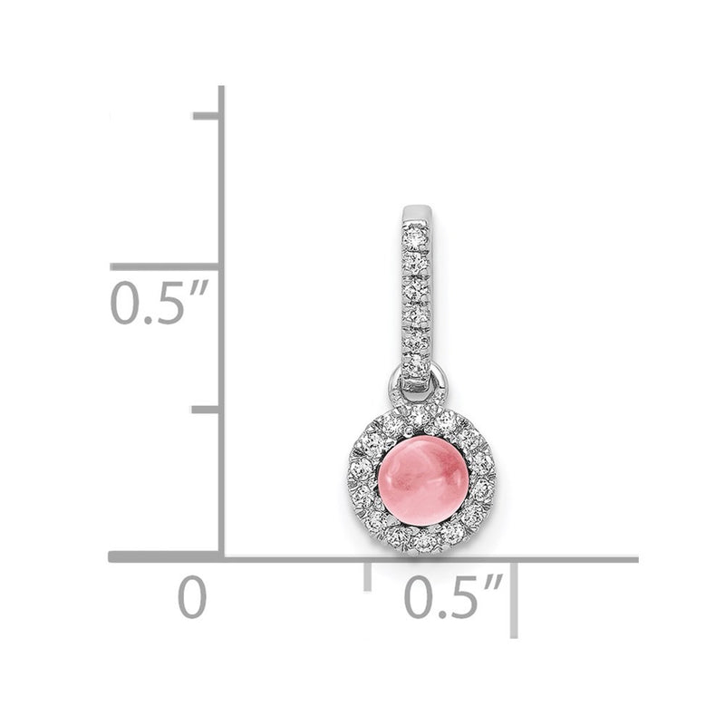 14k White Gold 14k White Gold Diamond and Cabochon .47 Pink Tourmaline Pendant